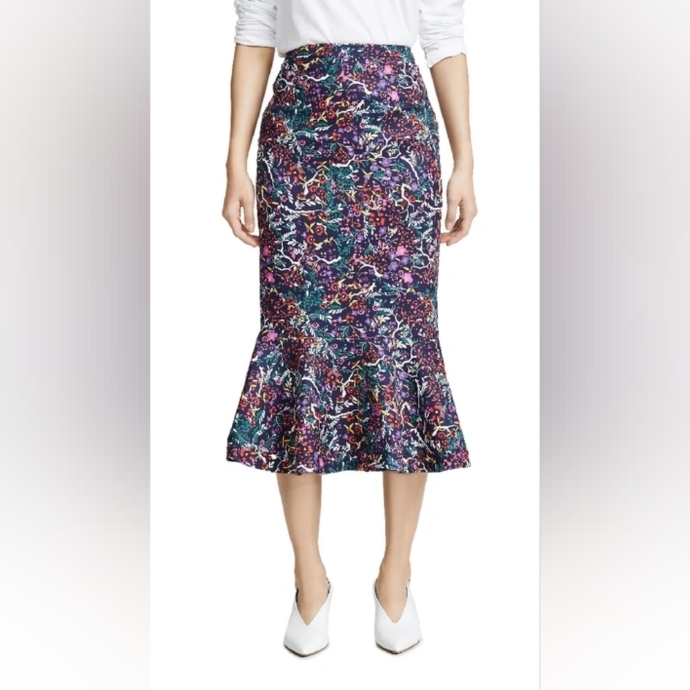 SALONI Portia Double Crepe Midi Skirt Size 6